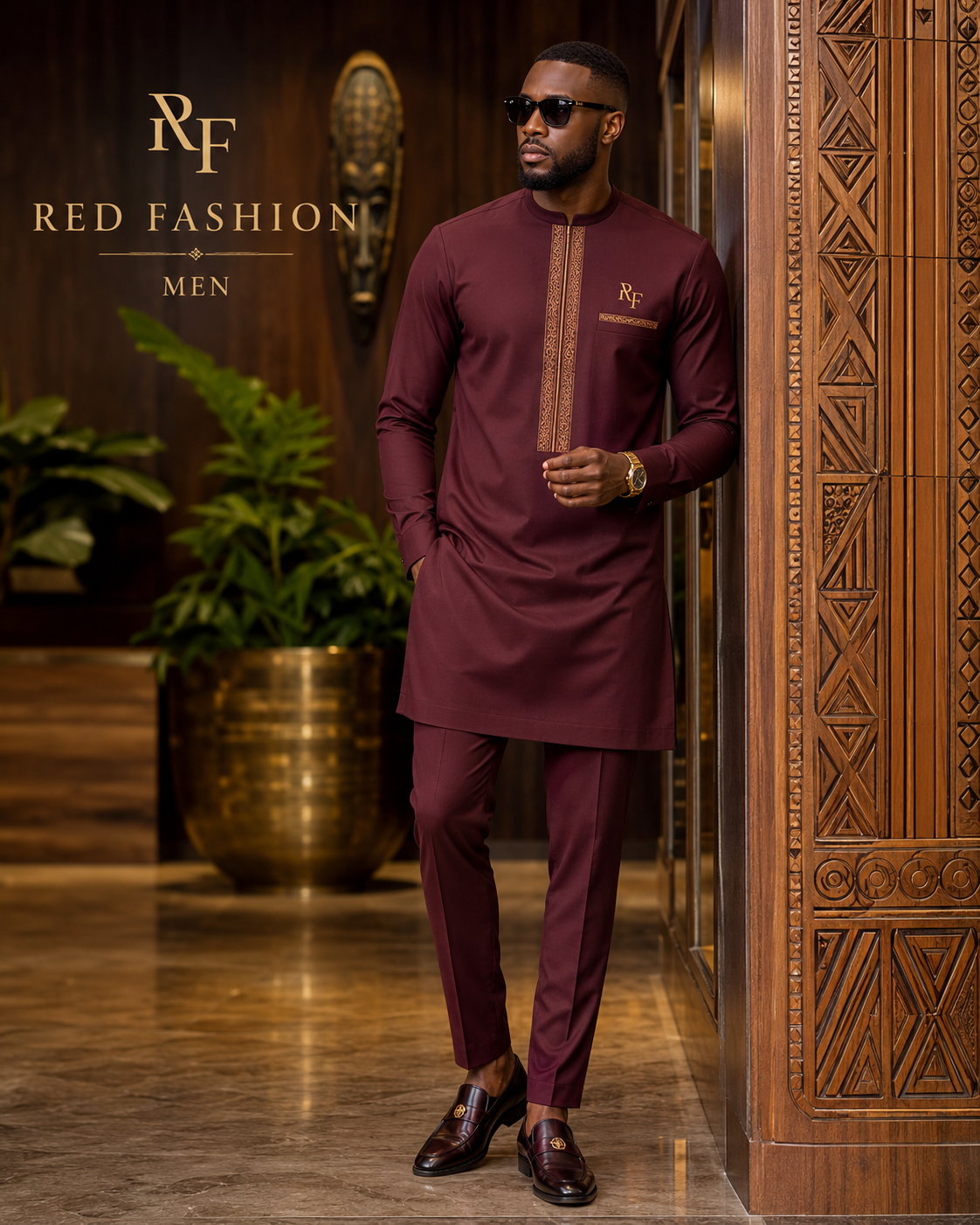 Red Fashion premium native men outfit